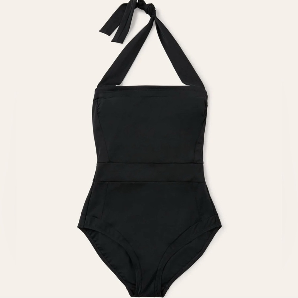Boden Black Halter One-Piece Swimsuit